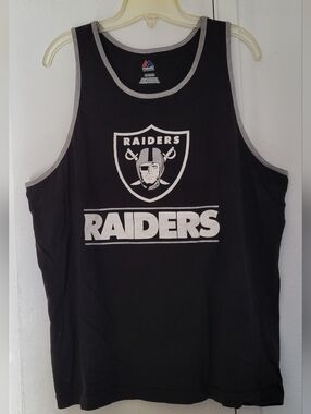 Majestic Black and Gray Raiders Sleeveless Tank Top
